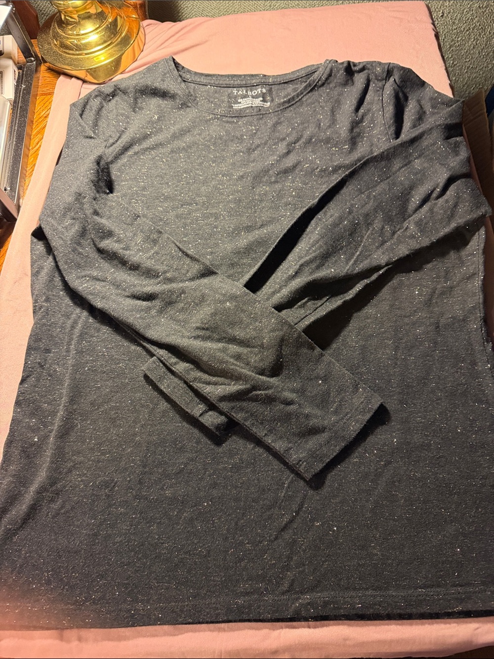 Talbots Charcoal Speckled Long Sleeve Tee